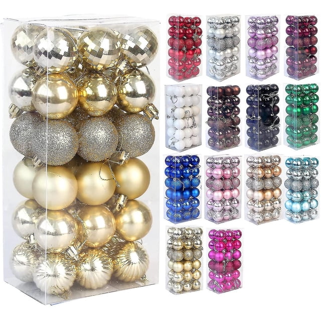 Bola de Navidad Bola de decoración de árbol de Navidad inastillable Adornos de bolas de Navidad Bola de decoración de fiesta de boda de vacaciones 1,6 "(4 cm) Juego de 36 piezas (azul