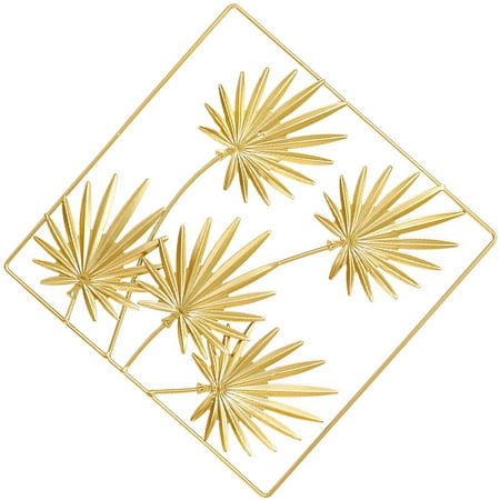 Set of 4 Plant Decor Metal Palm Leaf Wall Art Sculptures Ornament Gold Decoration for Living Room Golden