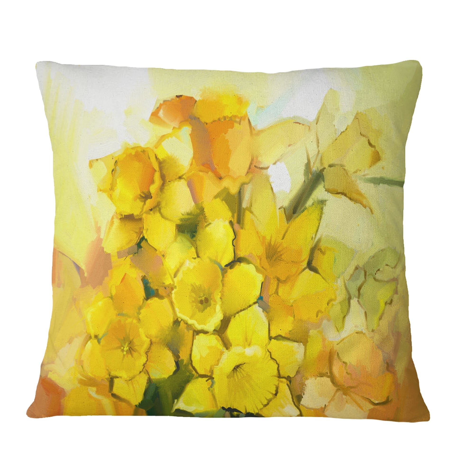 Designart Bouquet of Yellow Narcissus Flowers - Floral Throw Pillow - 16x16