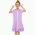 thumbnail image 2 of Xudanell Swimsuit for Girls Short Sleeve Absorbent Bathing Suit Hooded Zip Terrys Coverups Girls Bathing Suit Purple 8-9 Years, 2 of 9