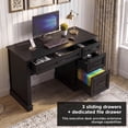thumbnail image 5 of Vabches Farmhouse Wood 47" Executive Desk, Home Office Computer Desk with Charging Station and File Drawer, 5 of 7