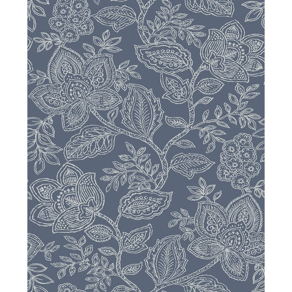 A-Street Prints Larkin Blue Floral Wallpaper