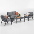 thumbnail image 6 of 4 Seat Aluminum Patio Furniture Set Modern Outdoor Sofa with Water-Resistant Cushions, Metal Patio Conversation Set with Coffee Table for Balcony, Front Porch, Backyard,Gray, 6 of 9