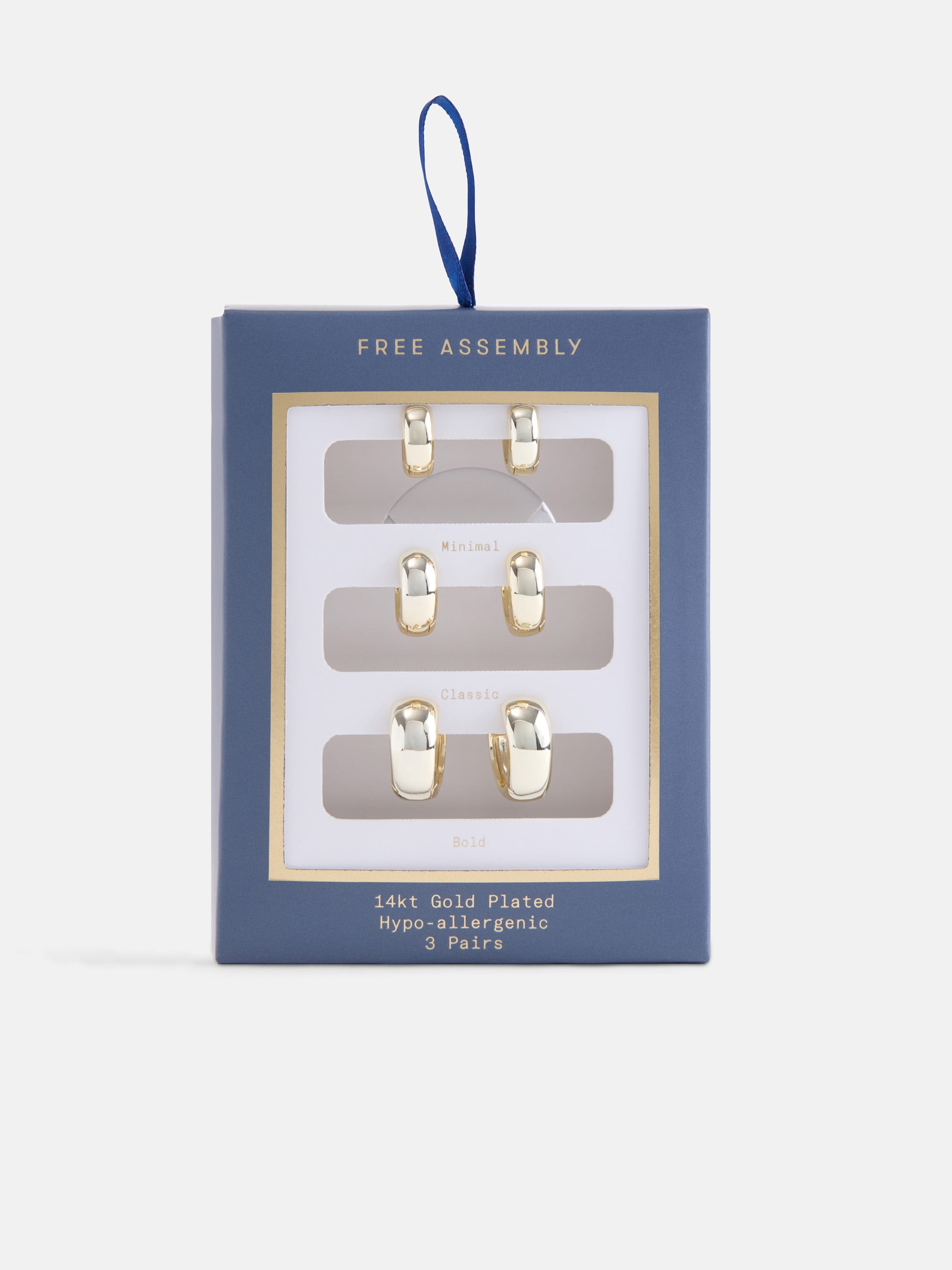 Free Assembly Women's Demi Fine 14K Gold Plated Endless Hoop Earring Set, 3-Pairs
