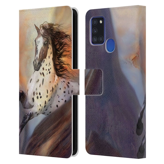 Head Case Designs Officially Licensed Simone Gatterwe Horses Wild 2 Leather Book Wallet Case Cover Compatible with Samsung Galaxy A21s (2020)