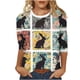thumbnail image 1 of Tops de Cuello Redondo para las Mujeres Carnaval Impreso 3/4 Manga Blusa Casual Verano Suave, Blusas para las Mujeres Casual, 1 of 7
