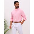 thumbnail image 4 of INSPIRE CHIC Men's Cuban Guayabera Shirt Long Sleeve Button Down Casual Summer Beach Shirts M Pink, 4 of 5