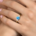 thumbnail image 4 of Gem Stone King 10K Yellow Gold Simulated Blue Opal and White Moissanite Engagement Ring for Women | 1.52 Cttw | Oval Cabochon 8X6MM | Gemstone October Birthstone | Size 6, 4 of 7