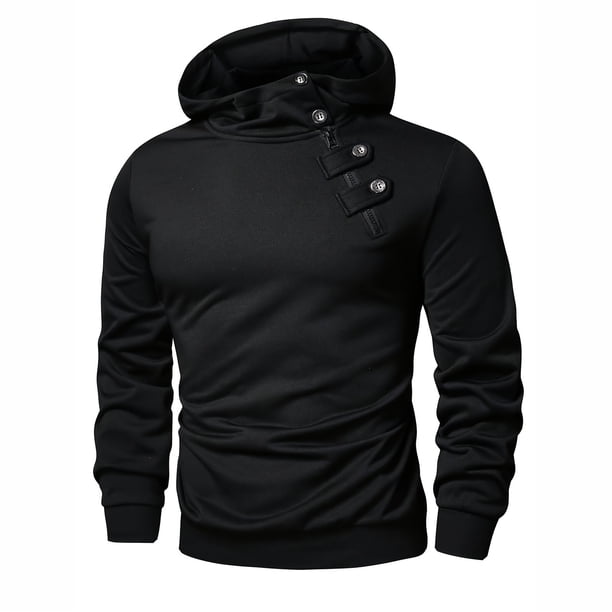 MHFRRA Sudadera con Capucha Informal para Hombre, Moderna, Cómoda, de Mezcla Suave, de Manga Larga, para Uso Diario Negro