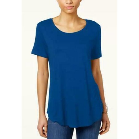 Jm Collection Petite Shirt tail-Hem Top,Choose Sz/Color Title: PM/Blue Steel