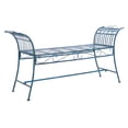 thumbnail image 4 of SAFAVIEH Hadley Outdoor Patio Swirls Garden Bench, Antique Blue, 4 of 8