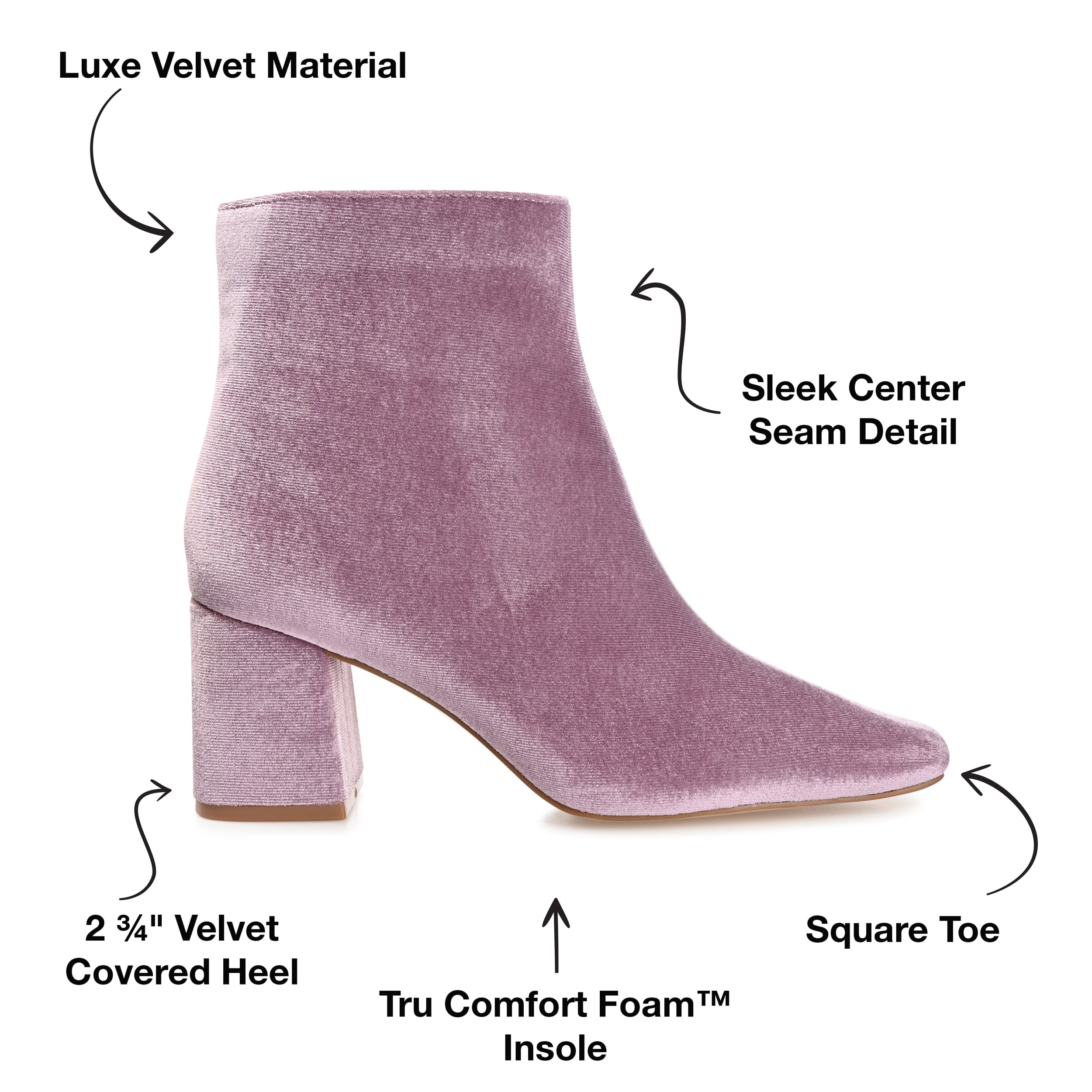 Journee Womens Hazara Square Toe Block Heel Ankle Booties, Widths Available