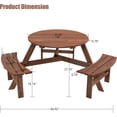 thumbnail image 2 of Outdoor Wooden Picnic Table for Patio, 6 Person Round Outdoor Table and Chairs for Garden, Backyard, 2 of 7