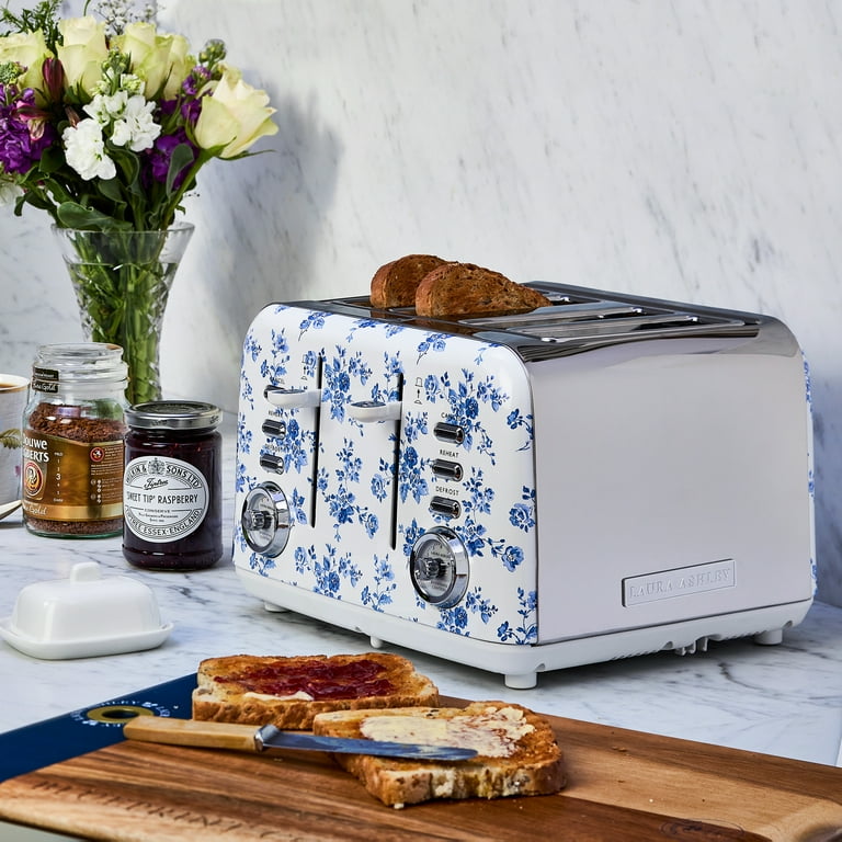 Laura Ashley 4-Slice Toaster, China Rose Print, Stainless Steel