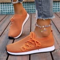 thumbnail image 6 of Domuza Unisex Breathable Hollow Fly Knit Sneakers, Sock Slip On Lace Up Lightweight Flexible Casual Walking Shoes with Two-Tone Non-Slip Outsole Orange 7（EU-38）, 6 of 6