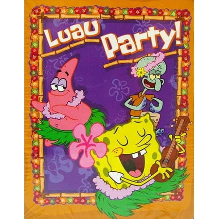Various SpongeBob SquarePants Luau Invitations, 8 Count