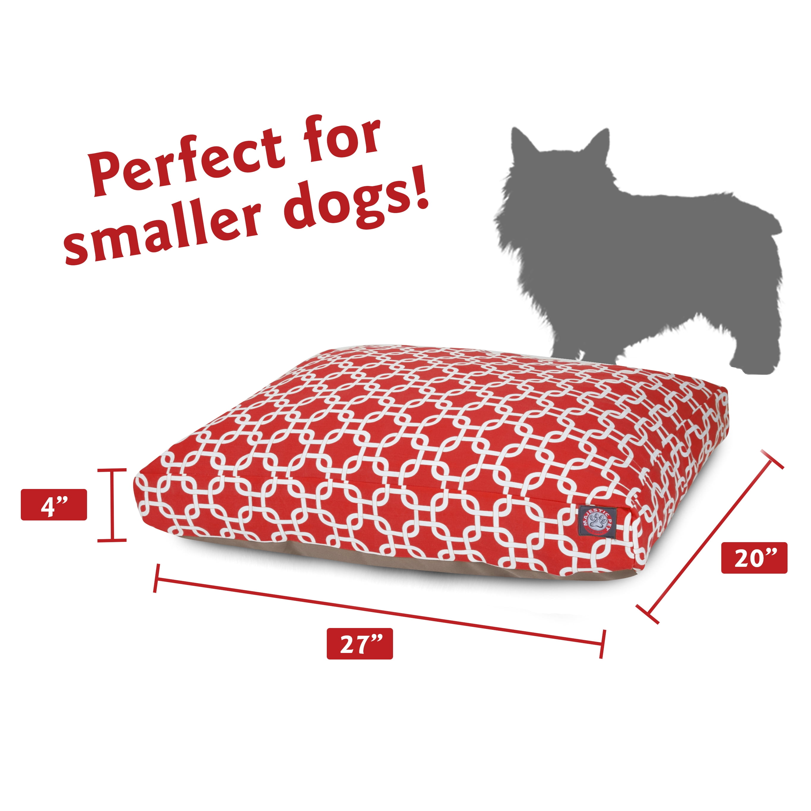 Majestic Pet | Links Rectangle Pet Bed For Dogs, Removable Cover, Red, Small