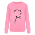 thumbnail image 4 of IROINNID Women's Long Sleeve Pullover Sweatshirt Round Neck Mid-Length Print Casual Autumn And Winter Cat Sweater, Pink, 4 of 4