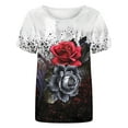 thumbnail image 2 of Gvmfive Women Short Sleeve T Shirt Floral Print Round Neck Tops Loose Tee Blouse, 2 of 4