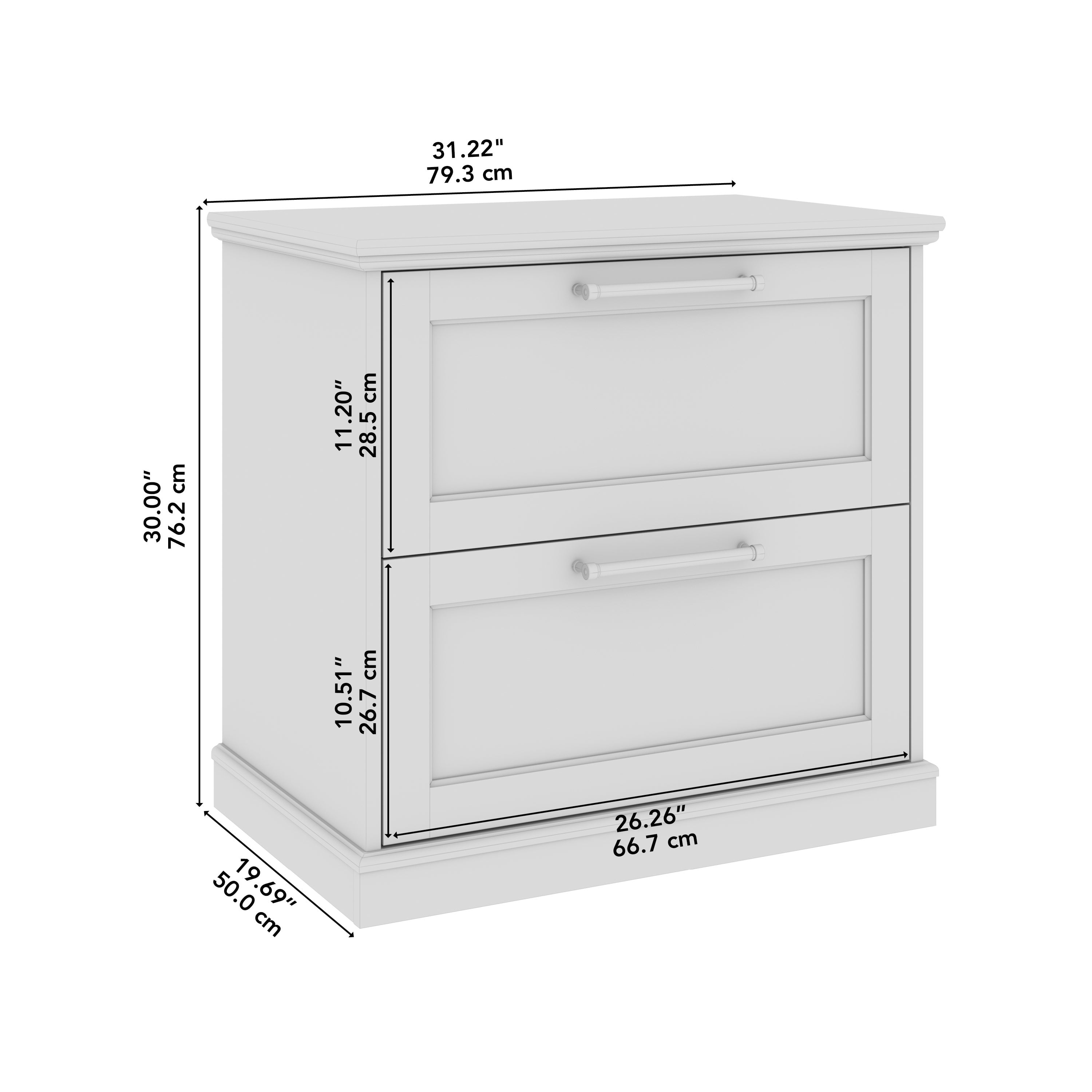 Bush Furniture Westbrook 2 Drawer Lateral File Cabinet in Ash White