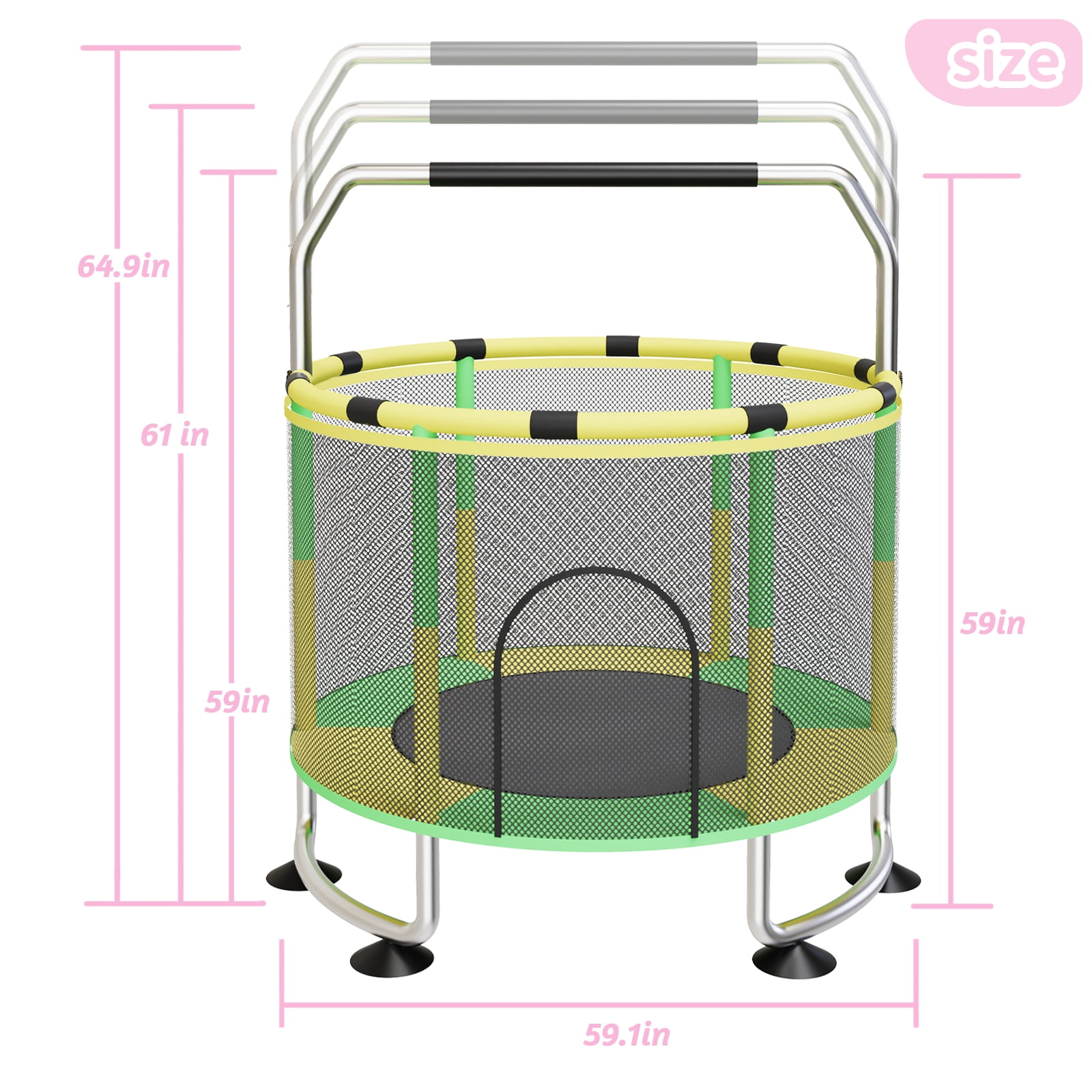 G TALECO GEAR Trampoline for Kids, Toddler Trampoline with Adjustable Gymnastics Bar & Toys, Indoor & Outdoor Round Small Trampoline Gift for Boys & Girls,  400lbs, Yellow & Green