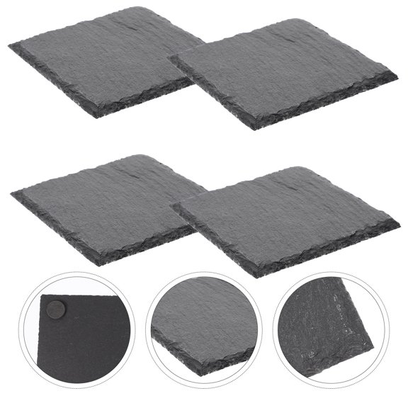 NICEXMAS 4Pcs Black Decorative Drink Coasters Anti Skid Cup Pads for Tabletop and Party Use