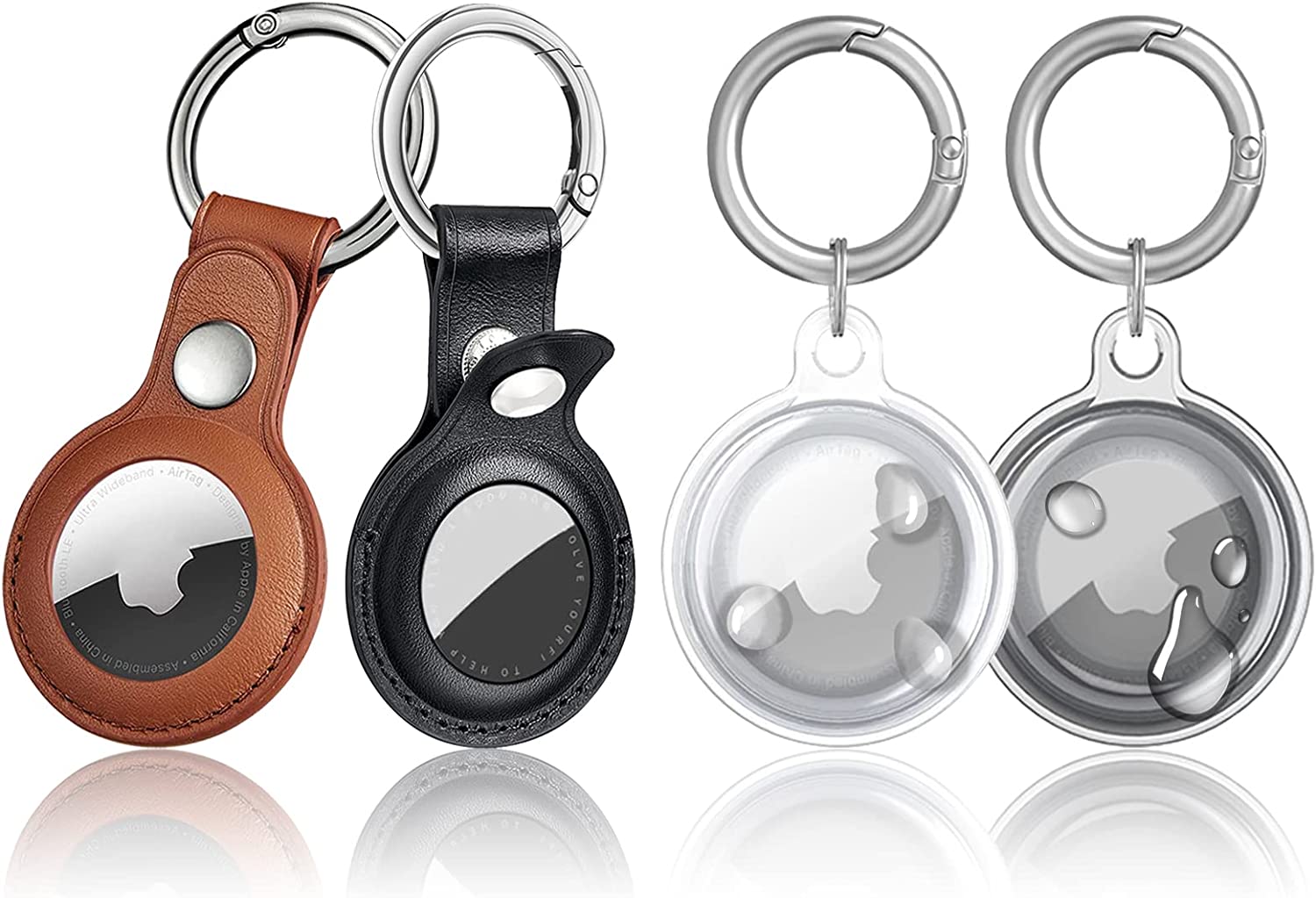 IPX8 Waterproof Airtag Holder & Leather Airtag Keychain, 4 Pack
