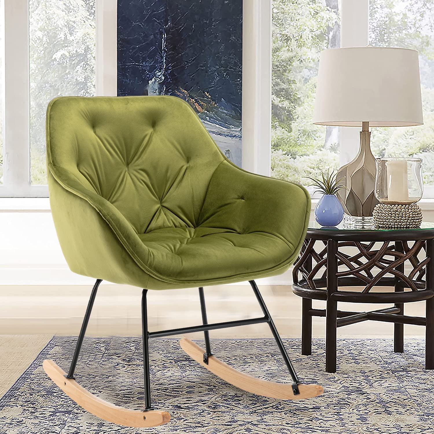 Lime green velvet discount chair