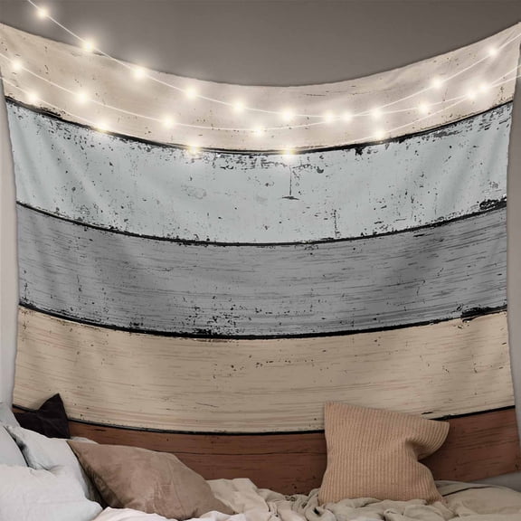 Brown Grey Large Tapestry for Bedroom Wall Hanging Tapestry, Vintage Stripe Farmhouse Wood Grain Ombre Ceiling Backdrop Tapestries Poster Blanket Wall Decor for Teens Room Living Room Dorm 100" x 59"