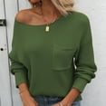 thumbnail image 6 of UTSJKR Women's Knit Sweaters with Chest Pockets Deals Classic Solid Crew Neck Sweaters Casual Loose Comfy Basic Pullover Jumper Tops Long Sleeve Tops 2024 Fashion Green L, 6 of 6