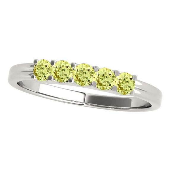 Mauli Jewels Rings for Women 0.25 Carat Yellow Diamond Five Stone Ring Prong-Setting 10K Solid Rose, White & Yellow Gold