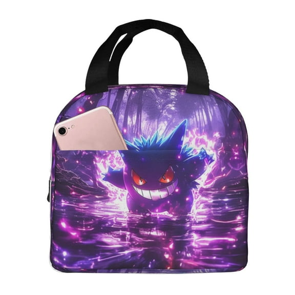 Gengar Lunch Bags Insulated Lunch Box Reusable Cooler Tote Bag with Front Pocket for Women Men Adults Work Picnic Travel 8.5 x 5 x 8 inch