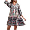 thumbnail image 1 of Vestido Boho Floral Vestido de Manga 3/4 Vestido de Vestidos Cortos Vestidos Informales de Verano Vestidos de Verano Vestidos Flores Flores Flores Babydoll Mini Vestido de Playa Corta Odeerbi ODB113342, 1 of 3