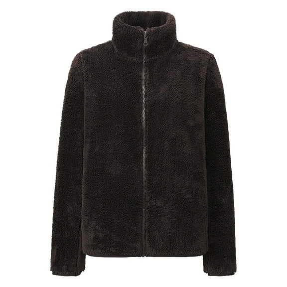 Baberdicy Lady Jackets Women's Fall and Winter Coral Womens Winter Coats Shaker Fleece Double Velvet Thickened Warm Outdoor Jacket Women's Cardigans Coffee