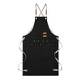 thumbnail image 2 of Adjustable Chef Apron for Men and Women, Canvas Cooking Apron with Multiple Pockets, Gardening Painting Apron, Universal Waterproof Cooking Apron Black 26.3x29.5 In (1Pcs), 2 of 5