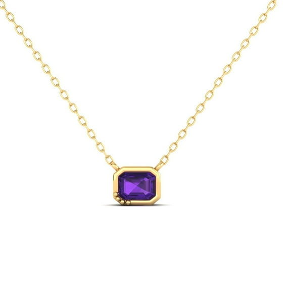 Solitaire Amethyst February Birthstone Pendant Necklace For Women 14K Rose Gold Over 925 Silver
