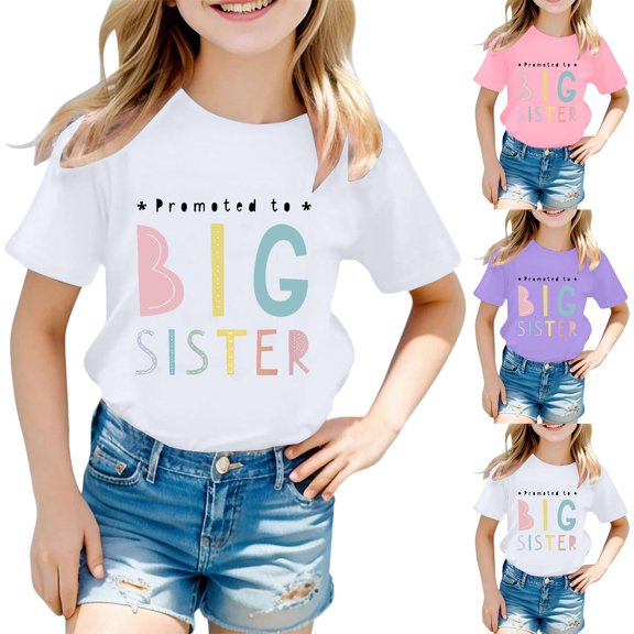 ibiyuan Big Sister Shirts for Girls Toddler Girls Promoted To Girls Outfit T-Shirt Big Sis Announcement Short Sleeve Toddler Girl Shirts 2t Big Sister Gift Tee Girls Tops Size 6