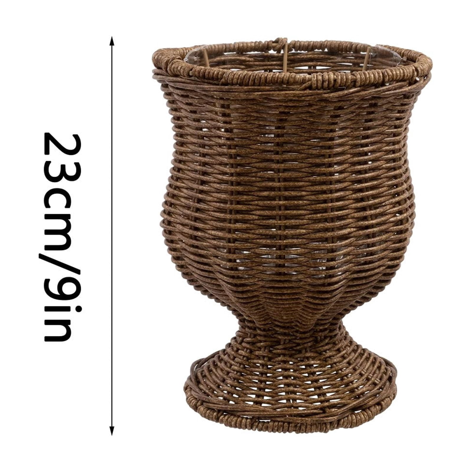 9 Inch Woven Rattan Plant Basket, Tall Rotundity Cute Design, Indoor Outdoor Decorative Storage Pot for Porch, Patio, Backyard & Home Garden, Ideal for Olive Trees & Plants