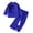 Blue, variant on Girl's Formal Wear 2 Piece Outfits Button Ruffle Hem Puff Sleeve Blazer and Flare Pants Suit Set(Blue,6-7 Years)