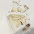 thumbnail image 2 of IYYVV Women'S 3 Piece Swimsuit Fishnet Halter Triangle String Bikini Set Bathing Suit With Tie Side Cover Up Beach Skirt Yellow L, 2 of 4