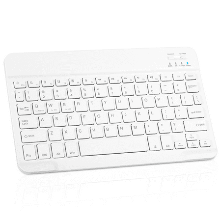 Ultra-Slim Rechargable Bluetooth Keyboard Compatible with Xiaomi Mi Pad 3 and Other Bluetooth Enabled Devices Including all iPads, iPhones, Android Tablets, Smartphones, Windows pc, White