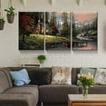 thumbnail image 2 of Rosework Framed Canvas Wall Art, 36x48 Inch, 3 Panels Thomas Kinkade Garden Landscape Oil Painting, Made In USA, 2 of 6