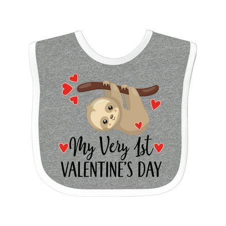 

Inktastic My First Valentines Day Baby Sloth Boys or Girls Baby Bib