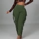 thumbnail image 1 of ICHUANYI Clearance Women's Sexy Tight Solid Color Fringed Bandage Trousers(Army Green, S) ICHUANYI WER2023081011541, 1 of 8