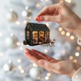 thumbnail image 3 of ViciArt Tiny House Christmas Ornament, Rustic Winter Lodge, Miniature Cabin with LED Lights, 3 of 4