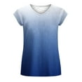 thumbnail image 4 of HAPIMO Shirts for Women V-Neck Tee Shirt Solid Color Casual Comfy Pullover Tops Teen Grils Fashion Clothes Soft Cap Sleeve Womens Summer Tops Blue XL, 4 of 4