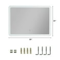 thumbnail image 4 of Costway Wall Mounted Rectangle Bathroom LED Mirror Dimmable Touch 3-Color Frameless, 4 of 11