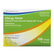 Aurohealth ALLERGY RELIEF Cetirizine Hydrochloride 10MG 100 COUNT TABLETS