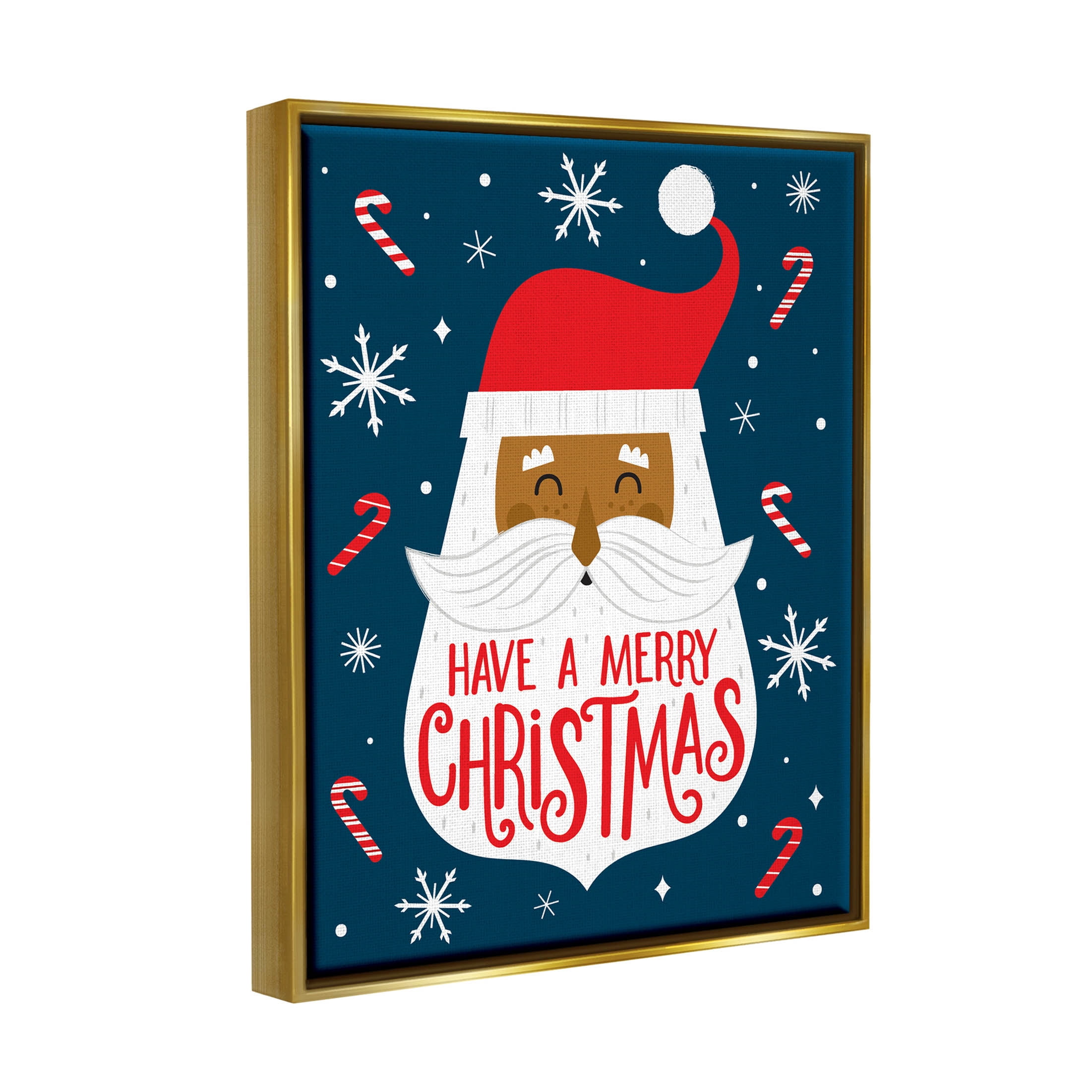 Have Merry Christmas Patterned Santa Holiday Graphic Art Metallic Gold Framed Art Print Wall Art