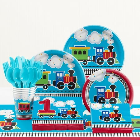 - All Aboard Train 1st Birthday Party Supplies Kit